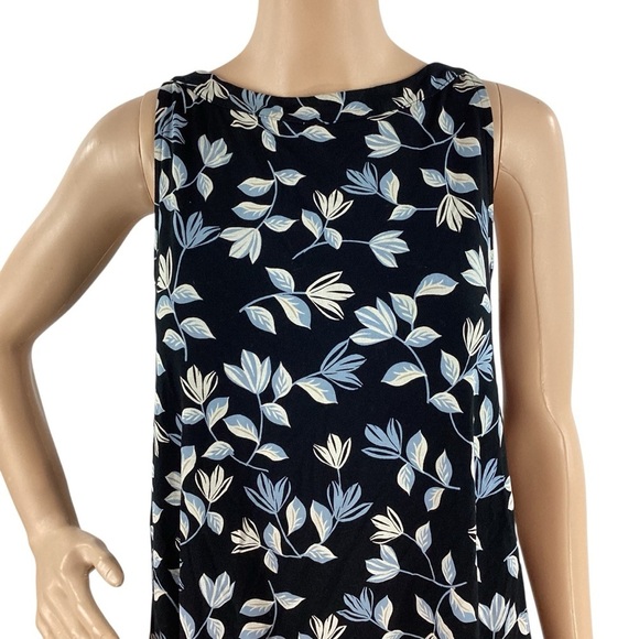 J.Jill Wearever Floral Sleeveless Tank Top Black Multicolor Drape Back Small - Picture 2 of 7